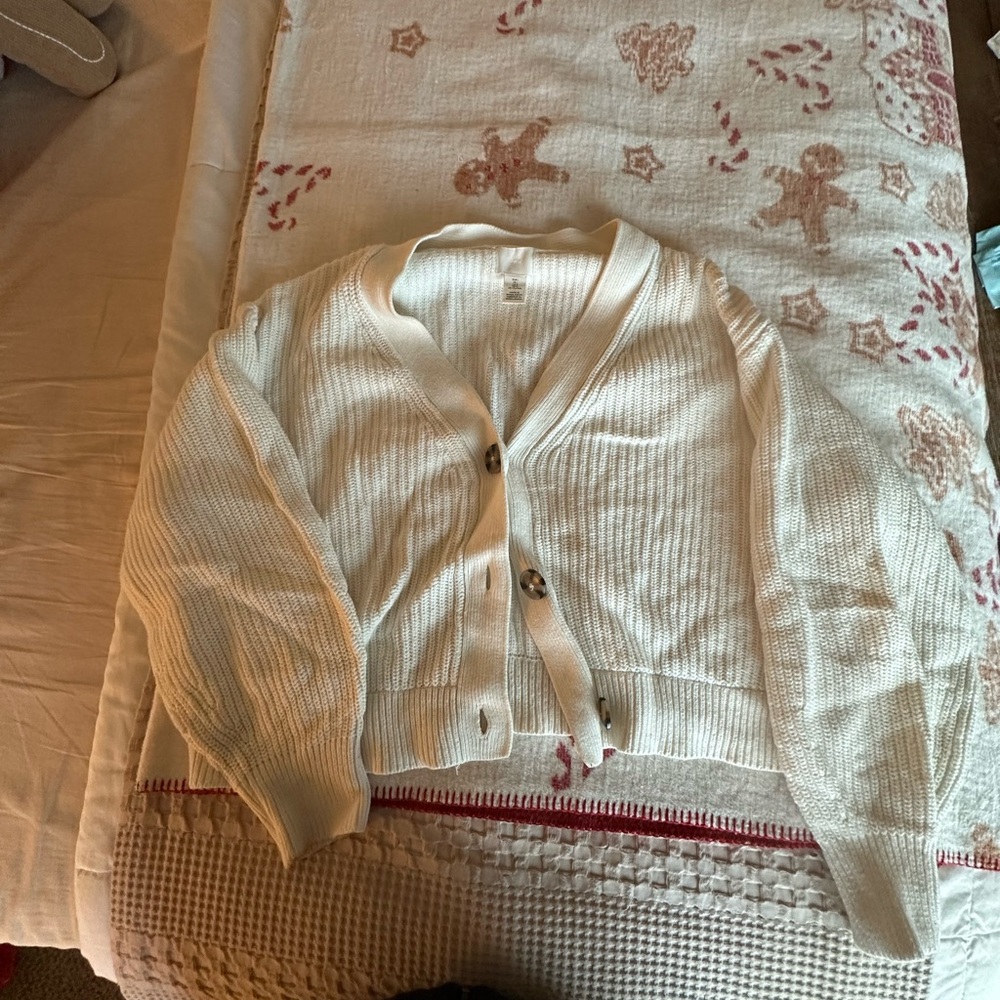 H&M Cream Button-Up Cardigan